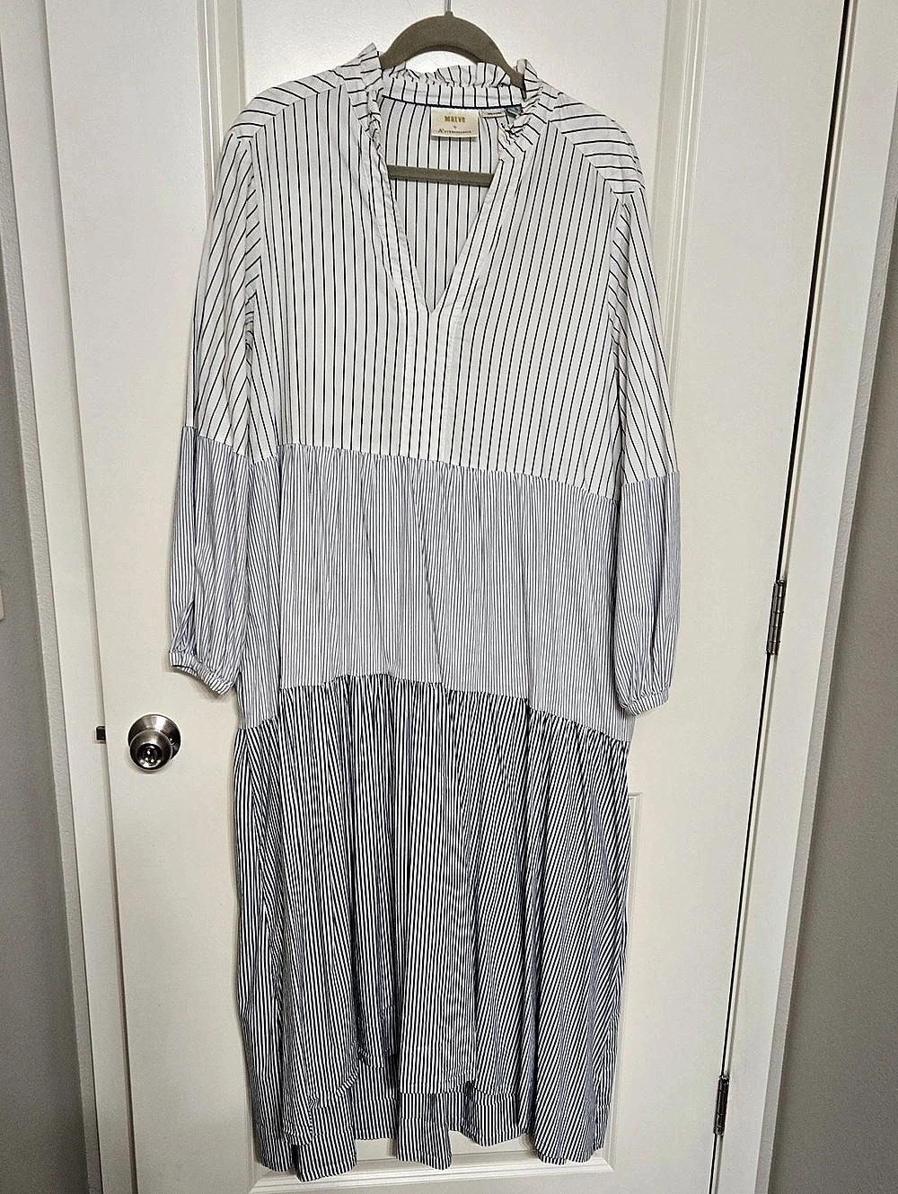 Maeve Striped Maxi Dress in Blue & White